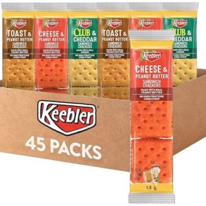 Box of 45 Keebler Toasteds snack packs in various flavors.