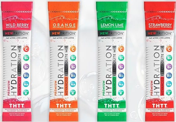 Two tubes of flavored hydration gel in orange and lemon.