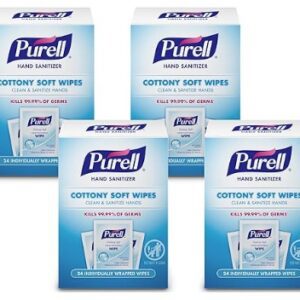 Five boxes of Purell Cottony Soft Wipes.