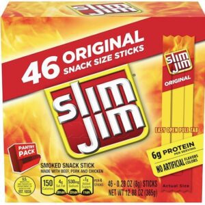 Box of 46 original Slim Jim snack sticks.