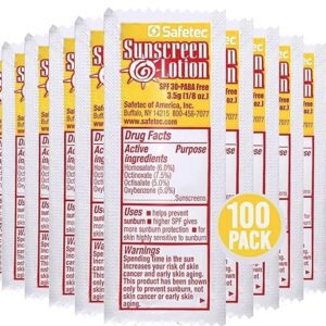 Package of 10 Sunscreen Lotion bottles, SPF 50.