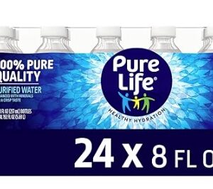 A pack of 24 Pure Life bottled water, 8 fl oz each.