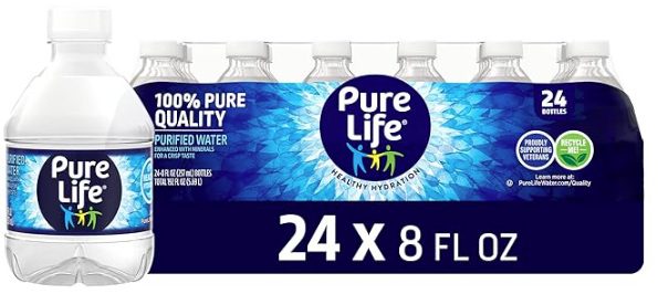 A pack of 24 Pure Life bottled water, 8 fl oz each.