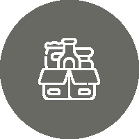 Icon of a six-pack of bottled beverages in a box.